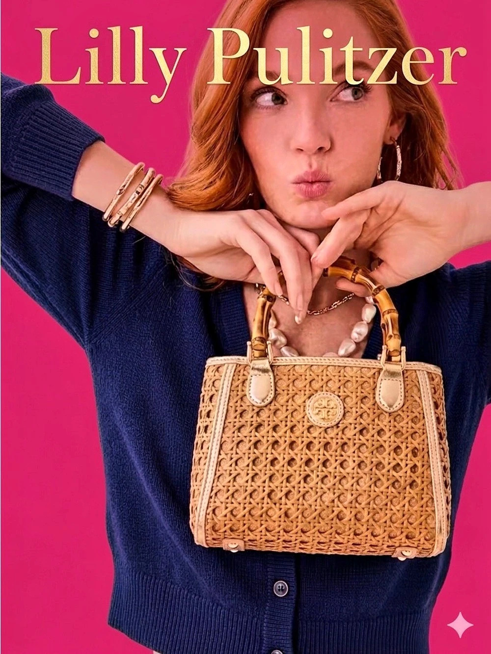 Lilly Pulitzer Woven Satchel in Brown & Beige Like New